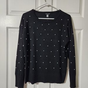 NWT Cable & Gauge Black Sweater with Pearl Accents